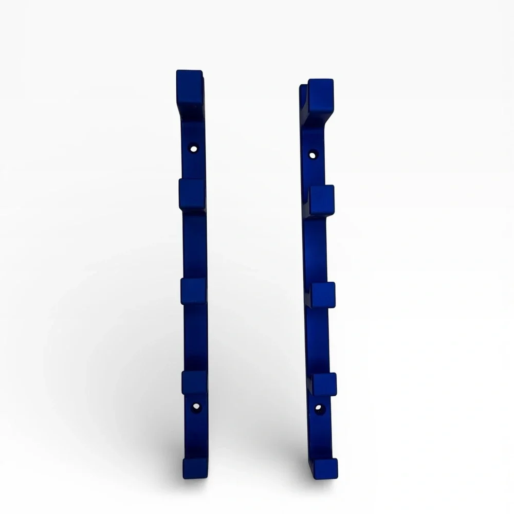Two Wall Rack Hooks Blue Cast Iron